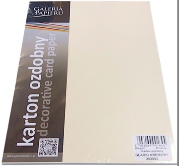 Karton ozdobny GŁADKI 250g KREMOWY 202802