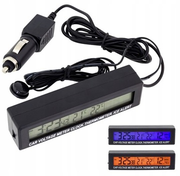 WOLTOMIERZ DO SAMOCHODU AUTA Z TERMOMETREM LCD ZEGAREK PODŚWIETLENIE AG97A