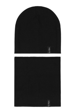 КОМПЛЕКТ ЖЕНСКИЙ, ЧЕРНЫЙ, ШАПКА ХЛОПКОВАЯ, ДВОЙНОЙ ЗИМНИЙ МАТЕРИАЛ