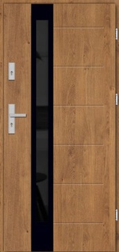 POLSKIE DRZWI ZEWNETRZNE INOX4-T5 BLACK CIEMNY REFLEKS 72MM 90CM UD 1,3