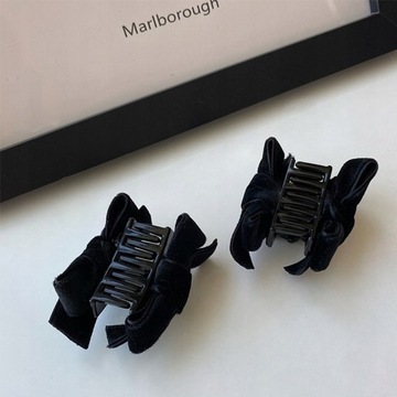 Para Black Velvet Bow Trąbka Side Bangs Spinka do włosów