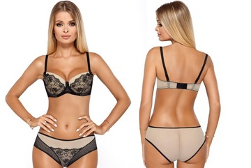 Elegancki Koronkowy Komplet Biustonosz Push-up + Figi Kobiecy IMI *70C+S*