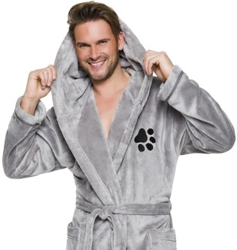 PAWKA ТЕПЛЫЙ ДЛИННЫЙ МУЖСКОЙ ХАЛАТ С КАПЮШОНОМ XXL