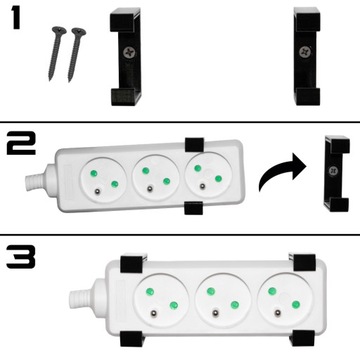 ДЕРЖАТЕЛЬ ДЛЯ УДЛИНИТЕЛЯ ПИТАНИЯ, ЭЛЕКТРИЧЕСКАЯ ПОЛОСКА, ЧЕРНЫЙ, ШИРОКИЙ, БОЛЬШОЙ
