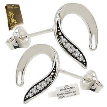 KOLCZYKI SREBRNE 925 DAMSKIE NA WKRĘTKI ZATYCZKI CYRKONIE SWAROVSKI +ETUI