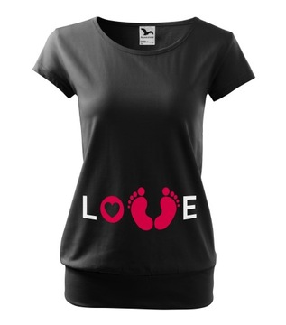 BLUZKA CIĄŻOWA Z NADRUKIEM KRÓTKI RĘKAW T-SHIRT DAMSKI CIĄŻOWY PRINT S