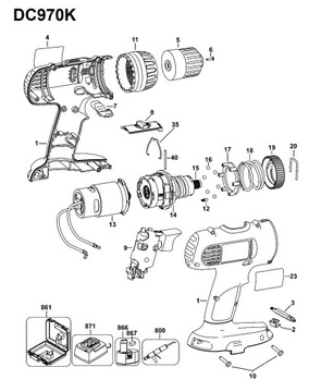 Бесключевой сверлильный патрон Dewalt для DC970K