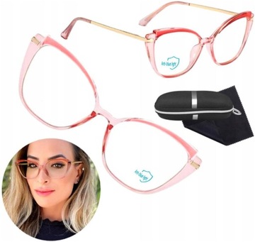 Różowe Okulary Blue Light zerówki do komputera Cat