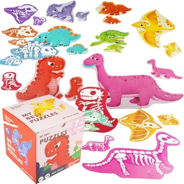 Puzzle dla dzieci Dinozaury układanka 7 obrazków