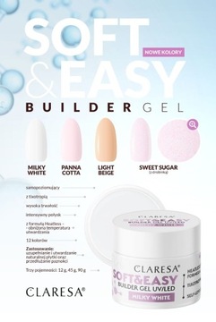 CLARESA Soft and Easy 12 г ГЕЛЬ ДЛЯ НАРАЩИВАНИЯ НОГТЕЙ Светло-бежевый