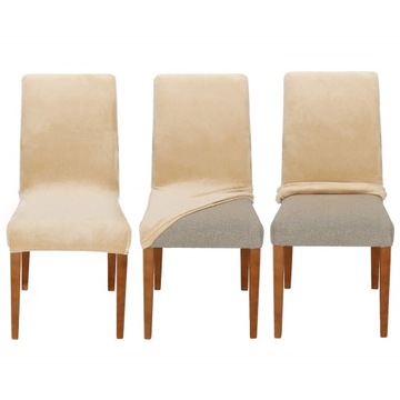 УНИВЕРСАЛЬНЫЙ ПОКРЫТИЕ НА СТУЛ ИЗ СПАНДЕКСА, КРЕМ, ЭЛАСТИЧНЫЙ ВЕЛЮР