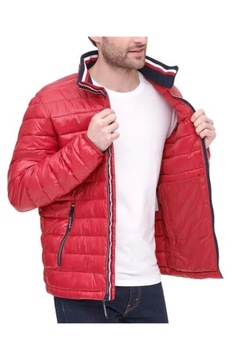 Męska pikowana zimowa kurtka Tommy Hilfiger Wetlook w kolorze czerwonym XXL