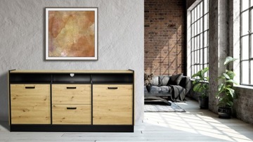 Komoda z póką Karia 2d2s 180cm artisan z czarnym