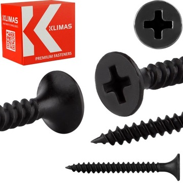 Wkrety do plyt gipsowych GK do metalu 3,5x35mm 1000 szt. Czarne Klimas KSGM