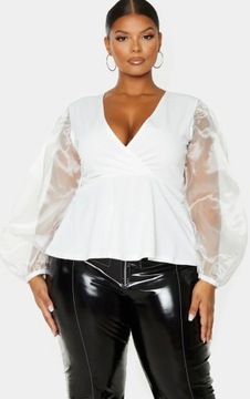 J85 biała bluzka organza Prettylittlething 44