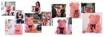 МИШКА С РОЗАМИ 25СМ РОЗА МИШКА С ЛЕПЕСТКАМИ РОЗ ДЕНЬ СВЯТОГО ВАЛЕНТИНА ЖЕНСКИЙ ДЕНЬ МАТЕРИ