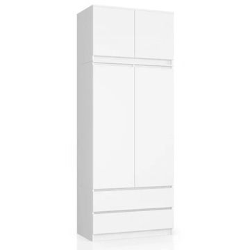 SZAFA GARDEROBA S 90cm 2D 2SZ BIAŁA + NADSTAWKA