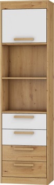 meble EMAX 29 regał W1D4S dąb artisan/biały połysk