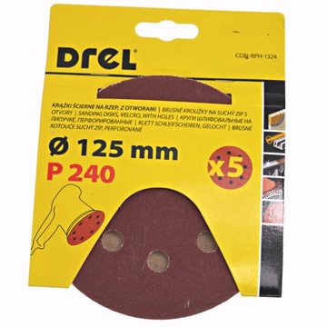 БУМАЖНЫЕ ШЛИФОВАЛЬНЫЕ ДИСКИ С ОТВЕРСТИЯМИ НА ЗАВИСКЕ 125 мм 240