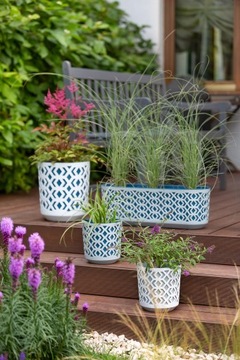 Горшок для растений Ламела AZTEK, диаметр 30см белый + серый