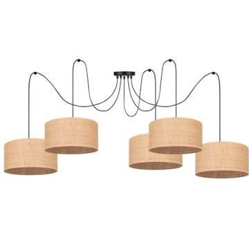 LAMPA WISZĄCA BOHO PAJĄK SPIDER ABAŻUR RATAN 30CM