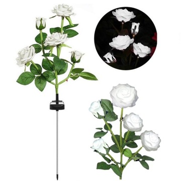 LAMPA SOLARNA OGRODOWA WBIJANA LED RÓŻA 70cm Lampki Solarne Sztuczne Kwiaty