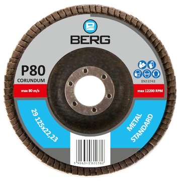 Ściernica lamelowa P80 CORUNDUM BERG 125x22MM do metali i stali zwykłej