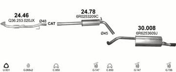 Концевой глушитель VW Polo двиг. 1.4 09-14