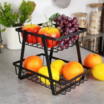 Корзина для фруктов из черного металла, 2 уровня.