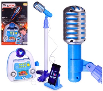 ZESTAW DO KARAOKE DLA DZIECI MIKROFON STATYW MP3