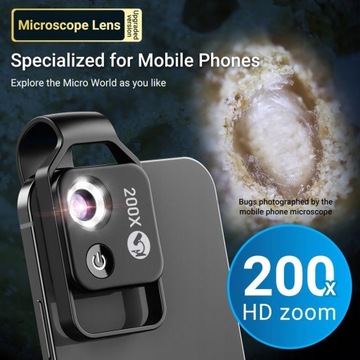 Микроскоп HD с мини-зумом 200X для мобильного телефона