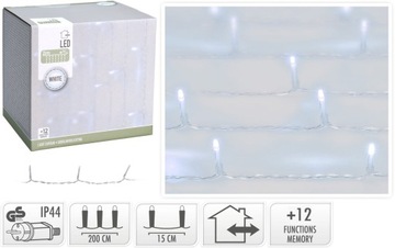 Girlanda kurtyna 240 LED zimny biały 225x150 cm 12