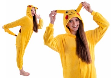 PIKACHU Pikaczu PIŻAMA Jednoczęściowa Kigurumi Onesie Pokemon Kostium 170