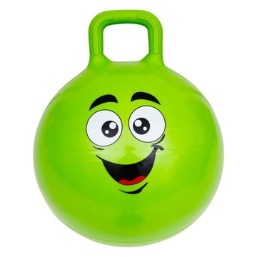 Piłka do skakania gumowa skacząca dla dzieci 45cm zielona z buźką uśmiech