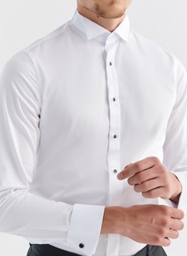 Biała elegancka koszula męska z łamanym kołnierzykiem Pako Lorente roz. S