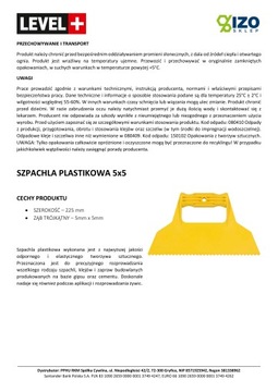 Klej do płytek Gotowy 10kg Szpachla plastikowa 5mm