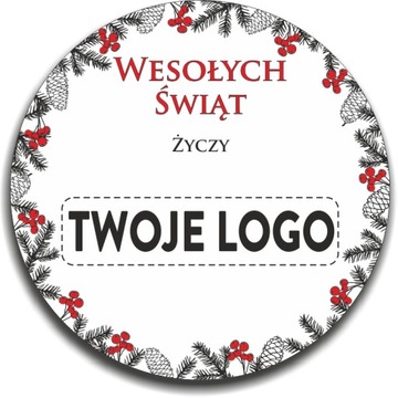 Naklejki Świąteczne z Twoim LOGO 6cm 150szt
