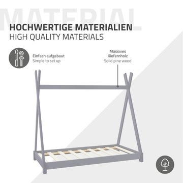 Кровать Типи с рейками 80х160 см Светло-Серый Дерево