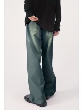 Męskie Szerokie Spodnie Baggy Jeans, Uliczny Styl Vintage Zniszczone