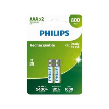 2x Philips Akumulator AAA R3 800mAh 1.2V NI-MH