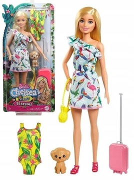 LALKA BARBIE WAKACJE CHELSEA + PIESEK+AKCESORIA