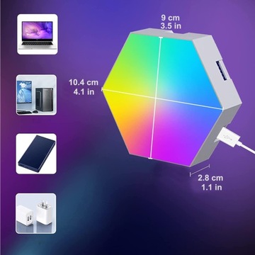 10 ШЕСТИГРАННЫХ СОТОВЫХ ЛАМП RGB ДИСТАНЦИОННОГО УПРАВЛЕНИЯ ПРИЛОЖЕНИЕМ USB