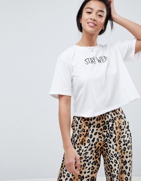 Krótki damski t-shirt oversize Stay Wild defekt 38