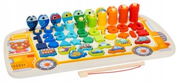 ДЕРЕВЯННЫЙ ПАЗЛ-СОРТИРОВКА ИГРУШКА 6 В 1 МОНТЕССОРИ