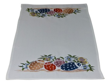 Haftowany bieżnik na ławę 40x85cm biały WIELKANOC