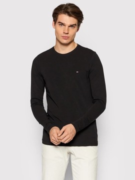 tommy hilfiger longsleeve koszulka męska z długim rękawem czarna