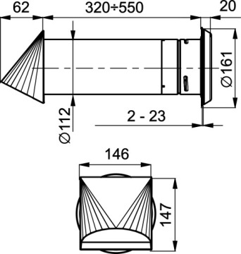 Настенный воздухоотводчик Fi110 с анемостатом и фильтром Хромированное входное отверстие Darco