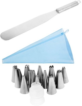 Rękaw cukierniczy silikonowy SZPATUŁA dekorator tortu ADAPTER + 12 TYLKI