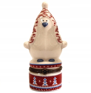 SZKATUŁKA PORCELANOWA MALOWANA PINGWIN HOLANDIA