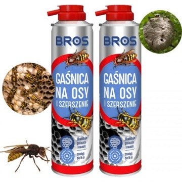 Gaśnica Na Osy i Szerszenie Gniazda Spray Rozpylacz BROS Skuteczna 300ml x2